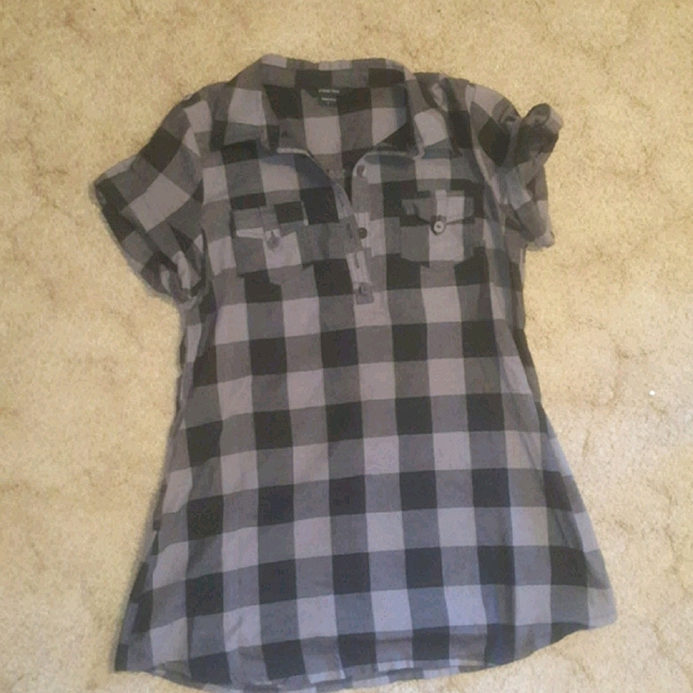 Gray Buffalo Plaid tunic top/or micro mini